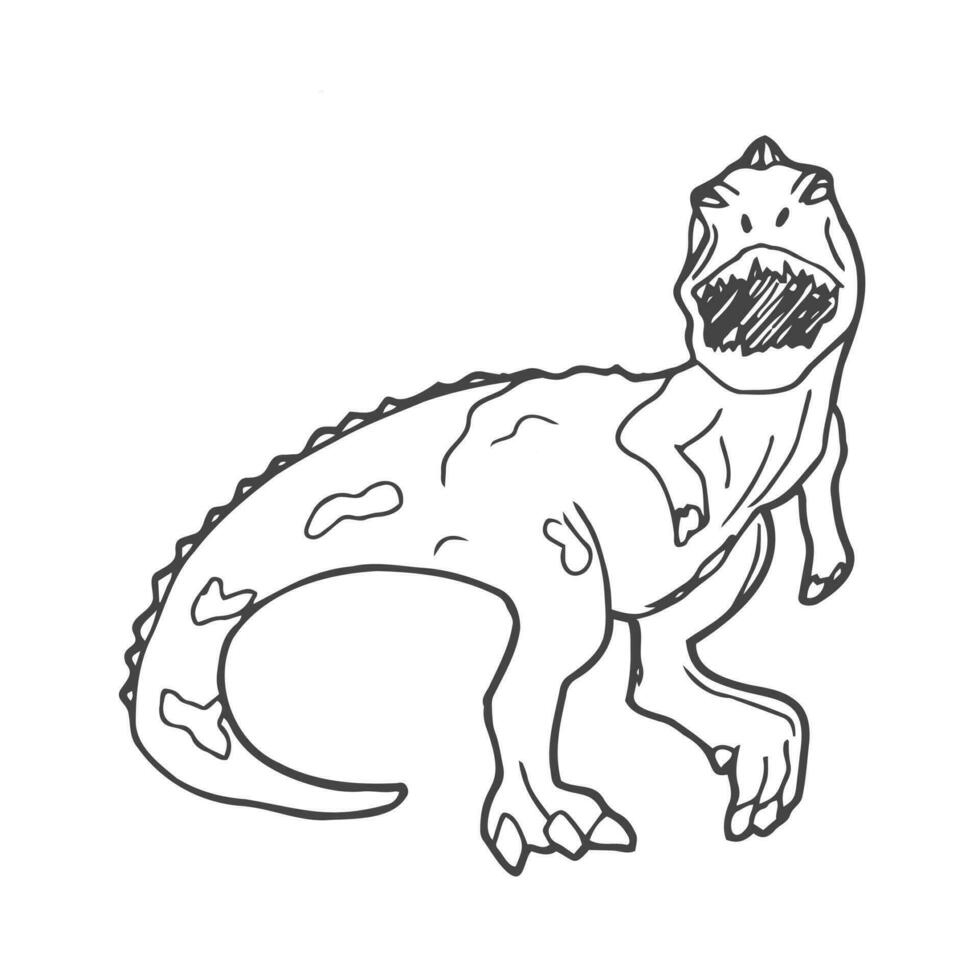 Tyrannosaur dinosaur hand drawn sketch. Vector illustration. Carnivorous dinosaur