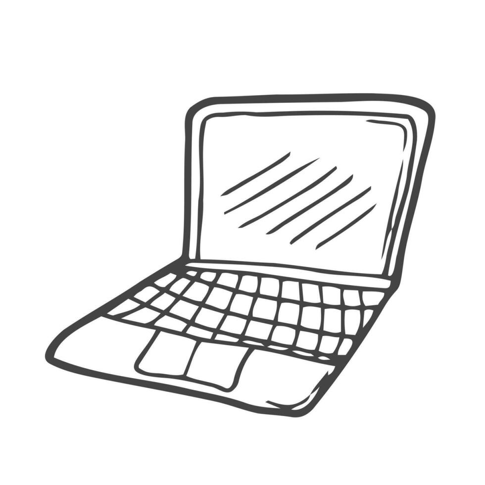 Doodle laptop icon in vector. Hand drawn laptop icon. Doodle computer icon. Hand drawn computer icon. vector