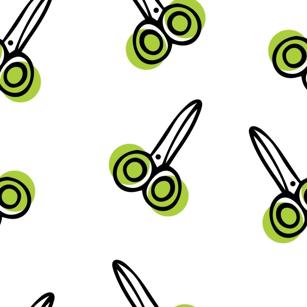 Seamless pattern Doodle scissors. Back to school. Cut paper. Scrapbooking. vector