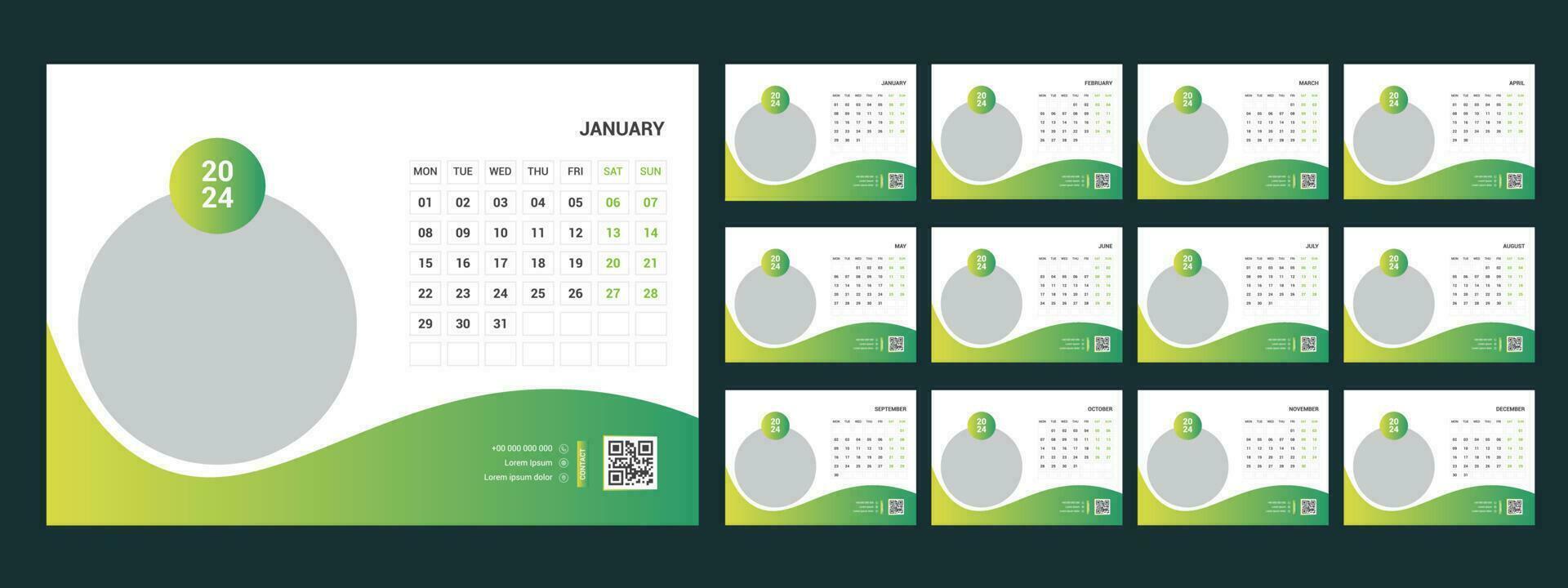 calendar, 2024, desk, template, design vector