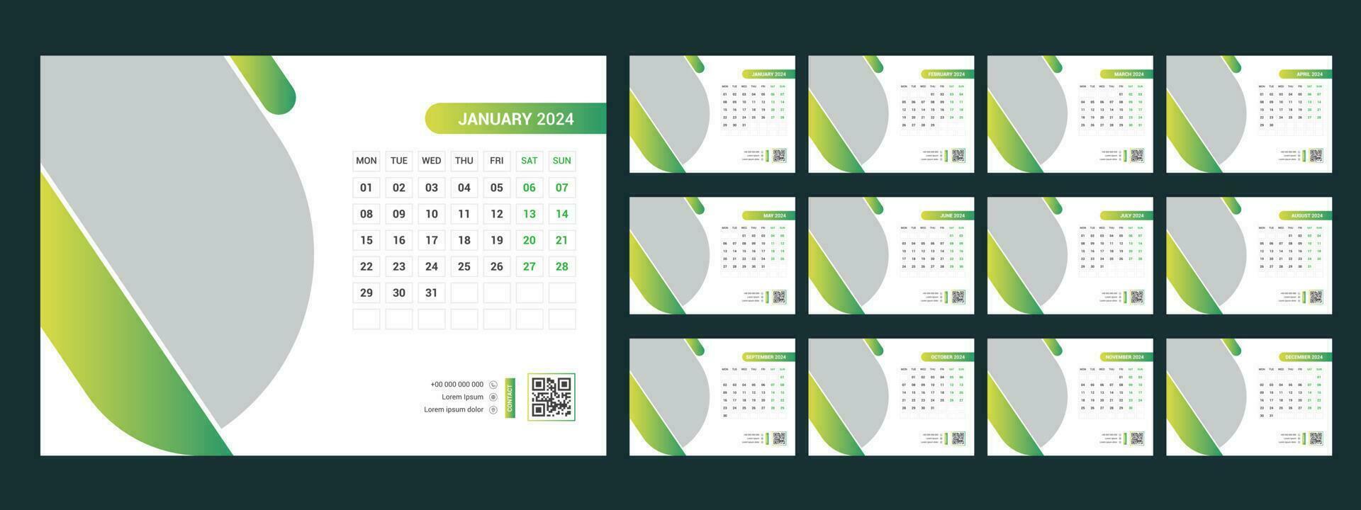calendar, 2024, desk, template, design 23842195 Vector Art at Vecteezy