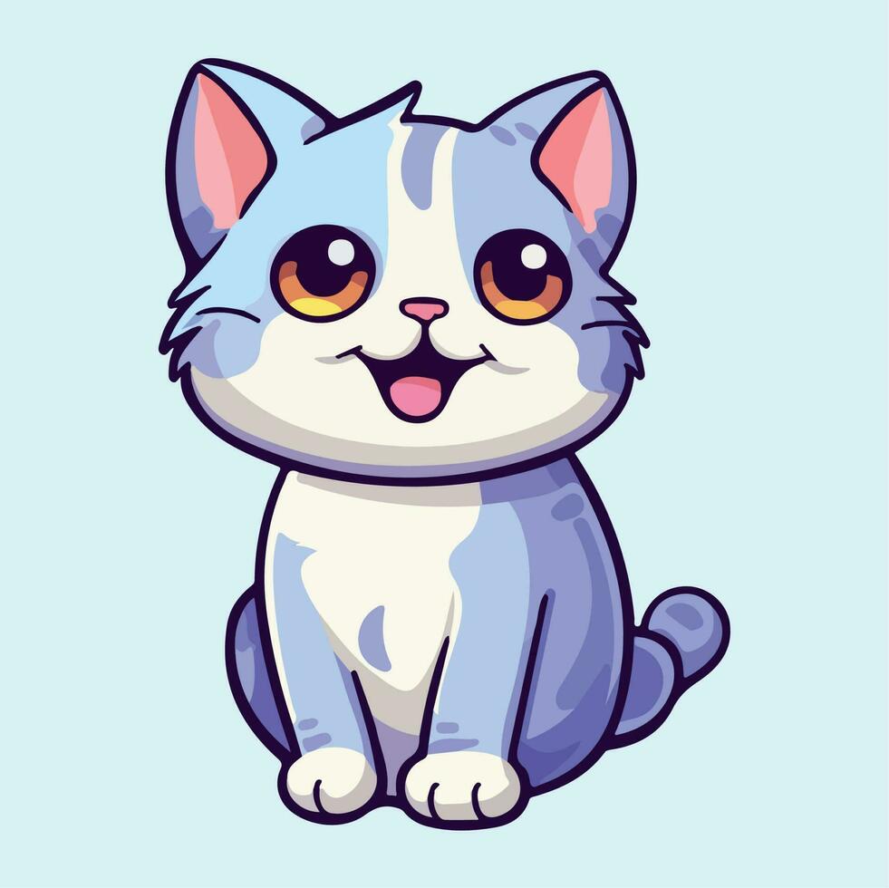 gato linda chibi kawai gracioso vector ilustración eps 10