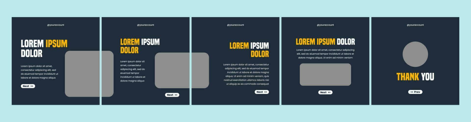 carousel template for social media post. dark theme social media template vector