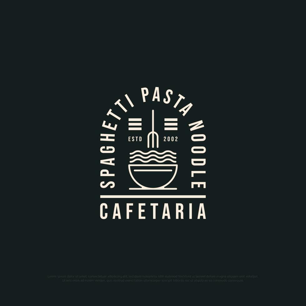 espaguetis pasta fideos tienda logo diseño inspiración, italiano pasta vector ilustración con contorno carrera