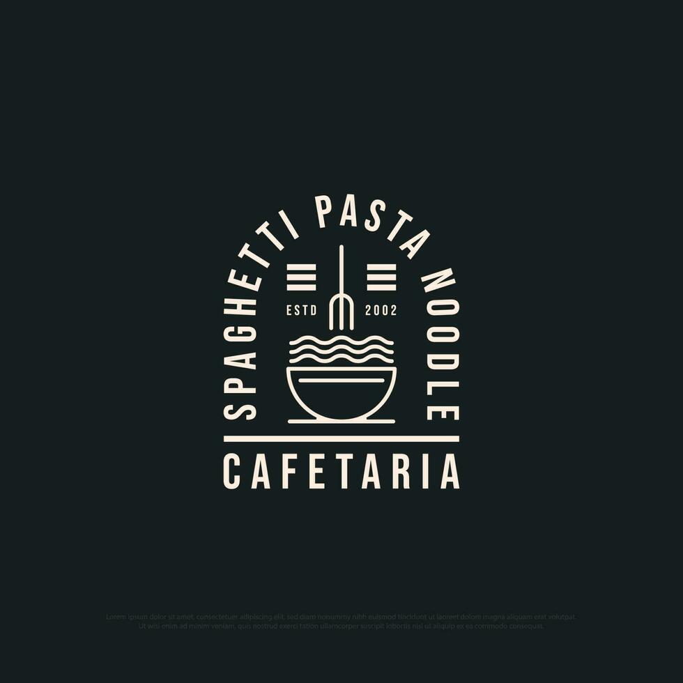 Spaghetti Pasta Noodle Shop logo design Inspiration, italian pasta vector illustration with  outline stroke
