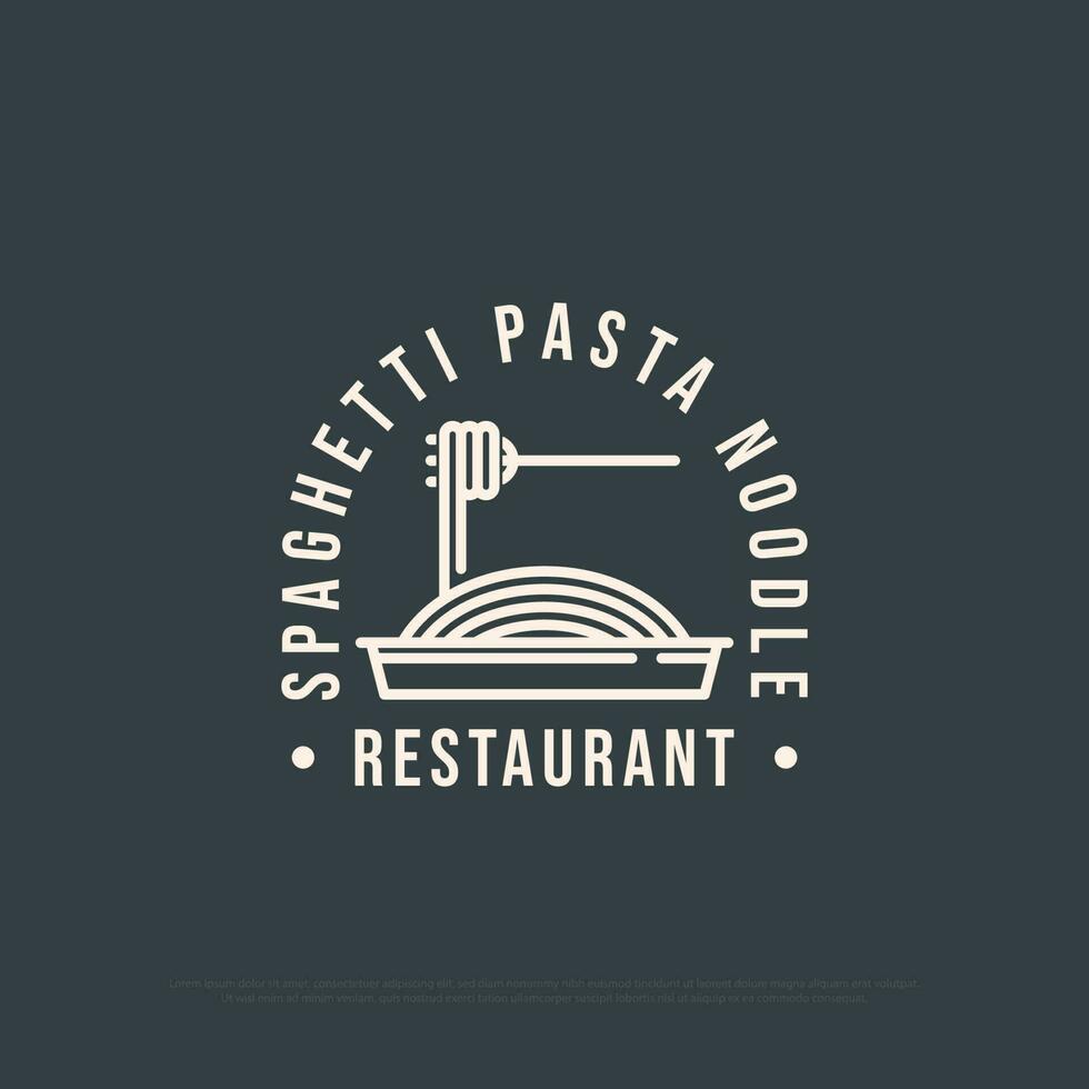 Spaghetti Pasta Noodle Shop logo design Inspiration, italian pasta vector illustration with  outline stroke