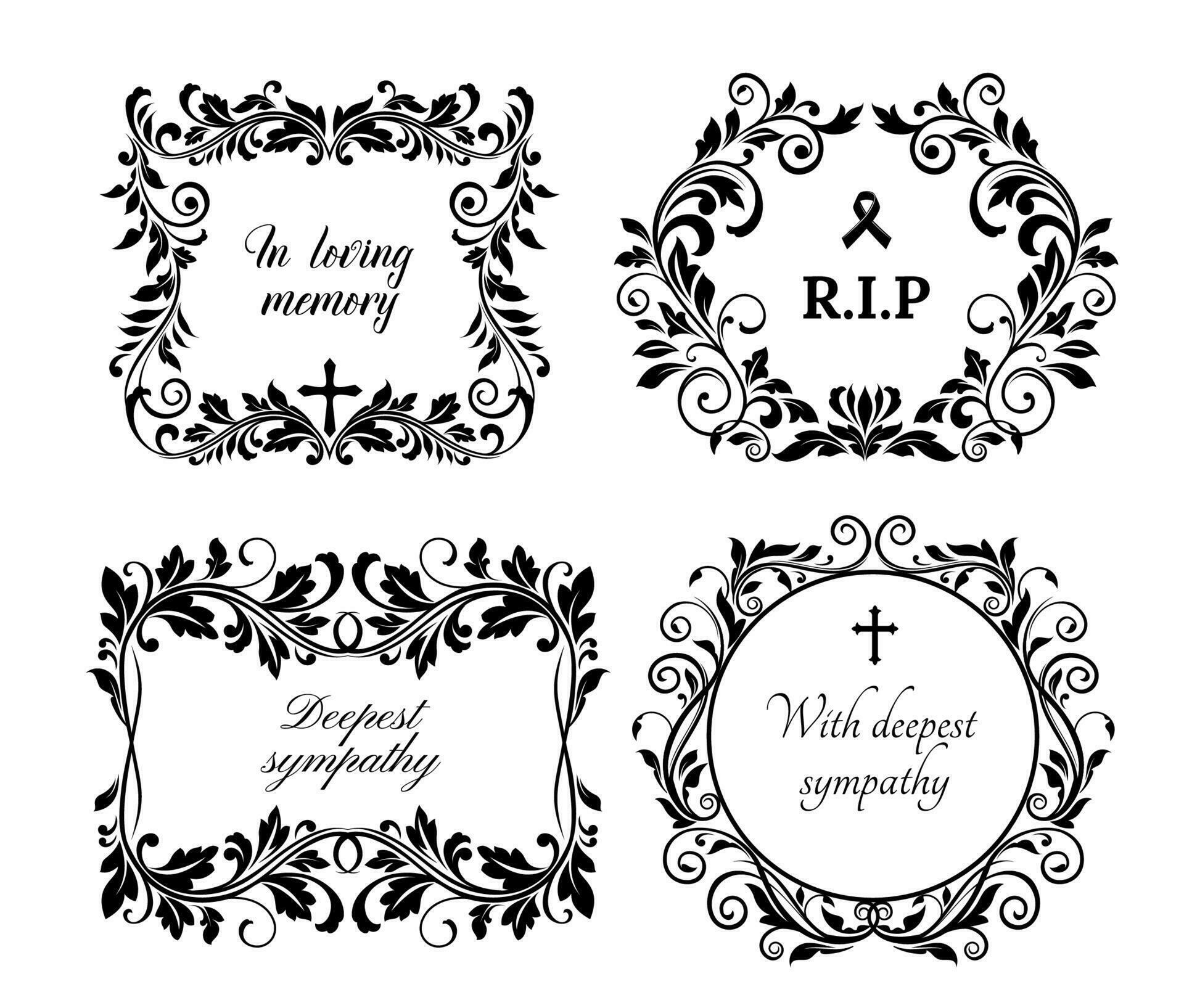 Funeral memory condolences, obituary death grief 23842500 Vector Art at