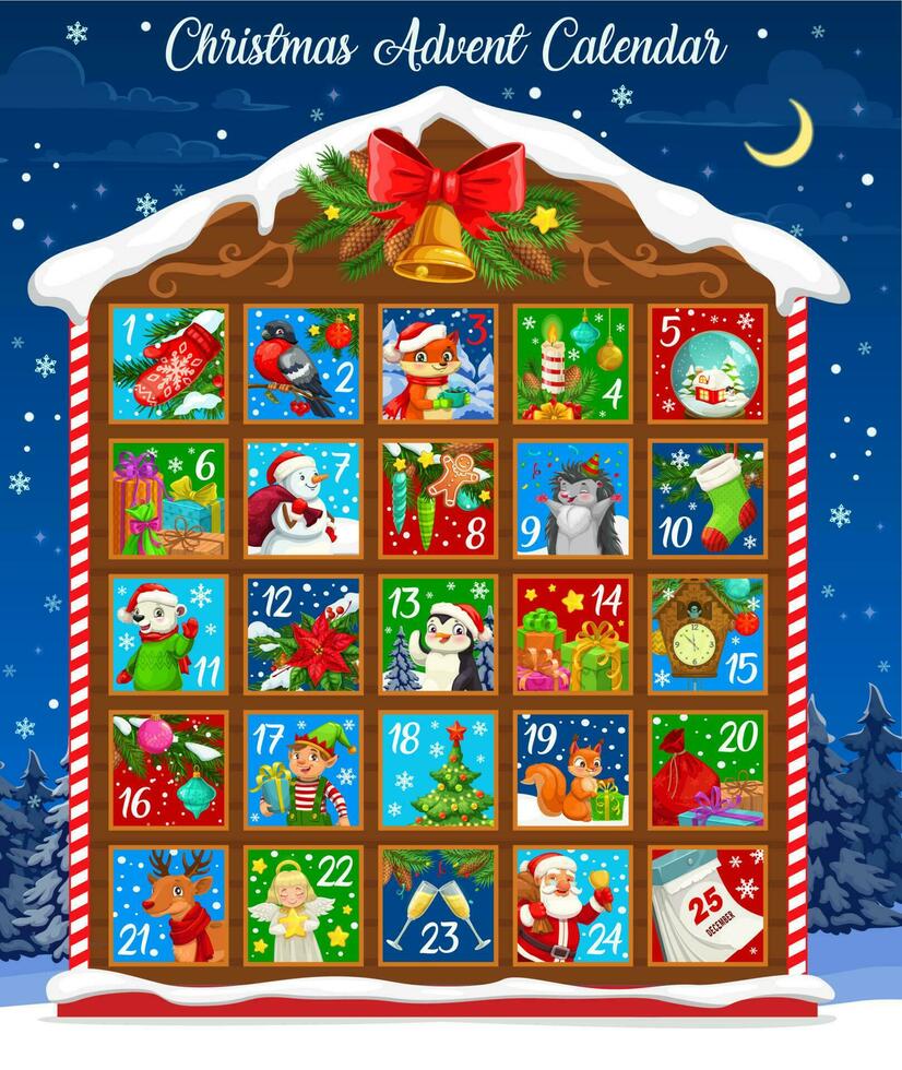 Christmas winter holiday advent calendar template vector