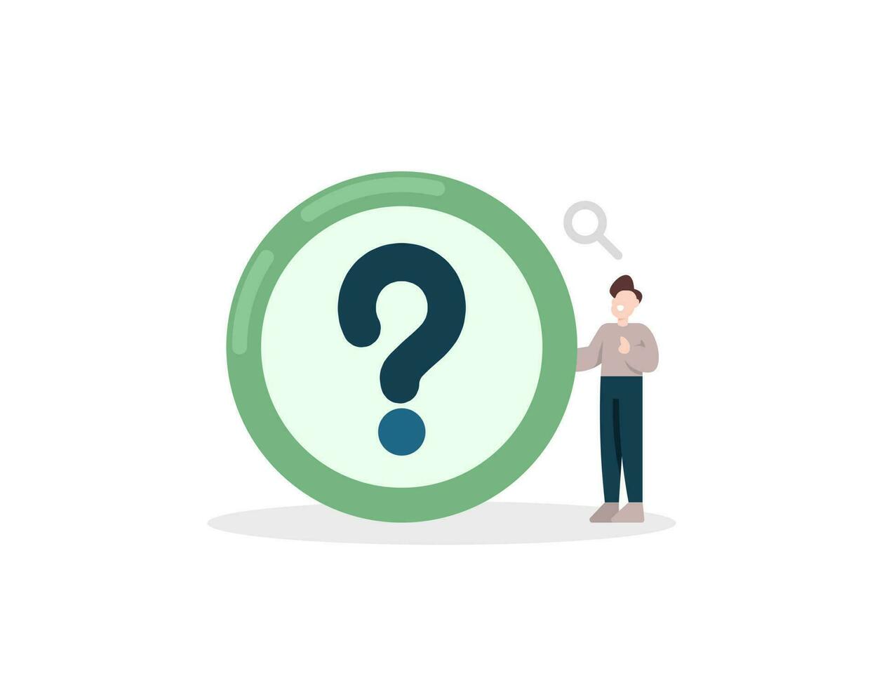 help center. FAQs or frequently asked questions. questions and answers or QnA. men wonder and confusion. customer or user assistance. question mark symbol. illustration concept design. vector elements