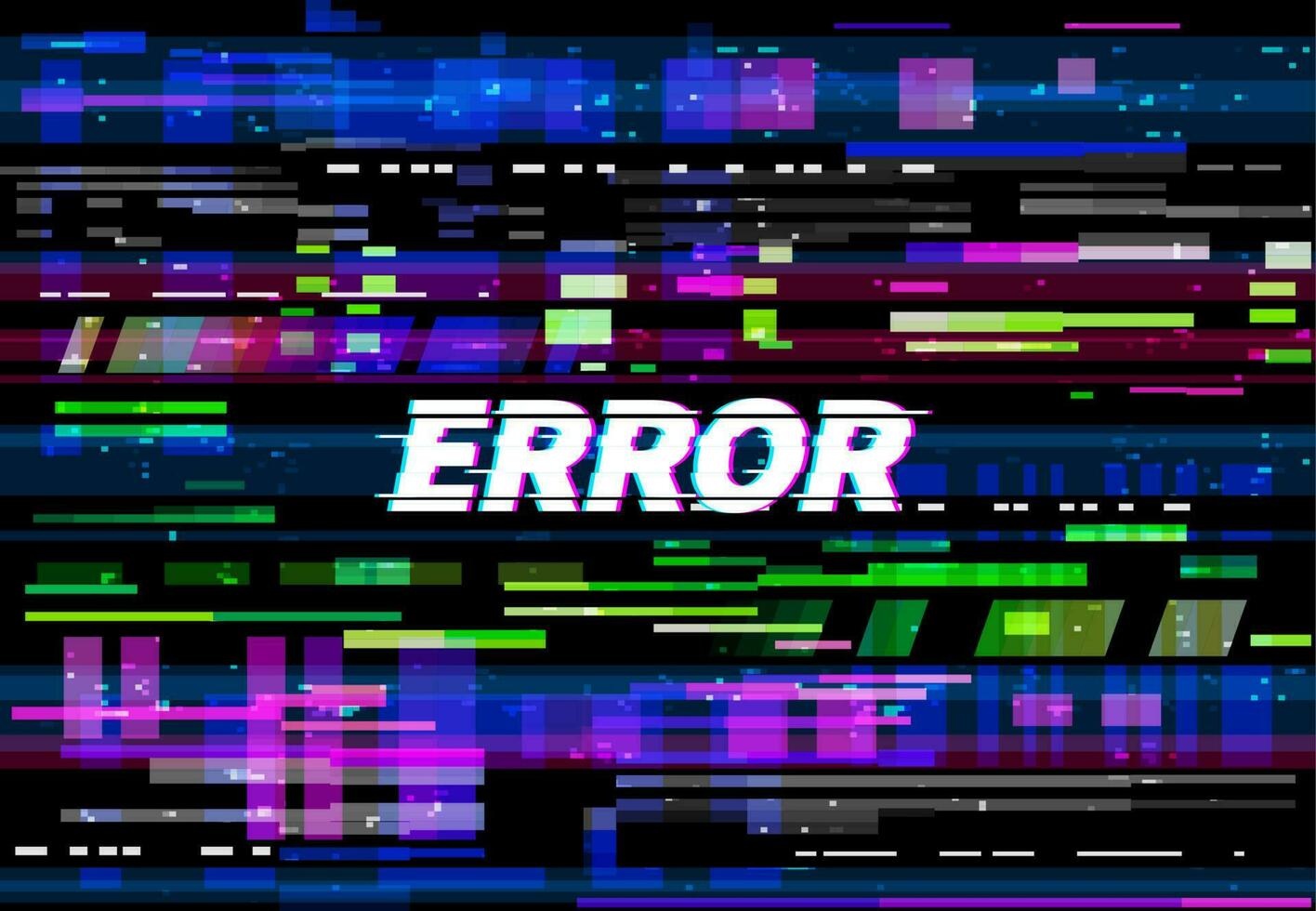 Glitch error color pixels VHS video problem screen vector