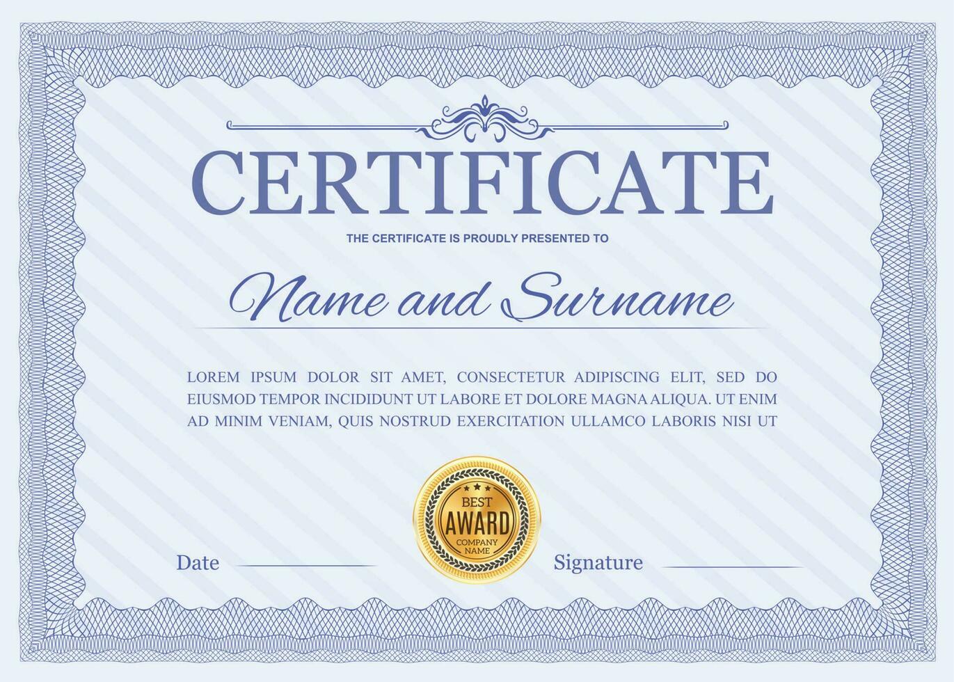 Certificate vector template, diploma border design