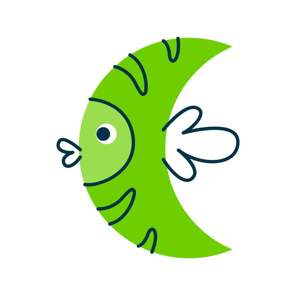 Fish cartoon character with funny face, math shape vector