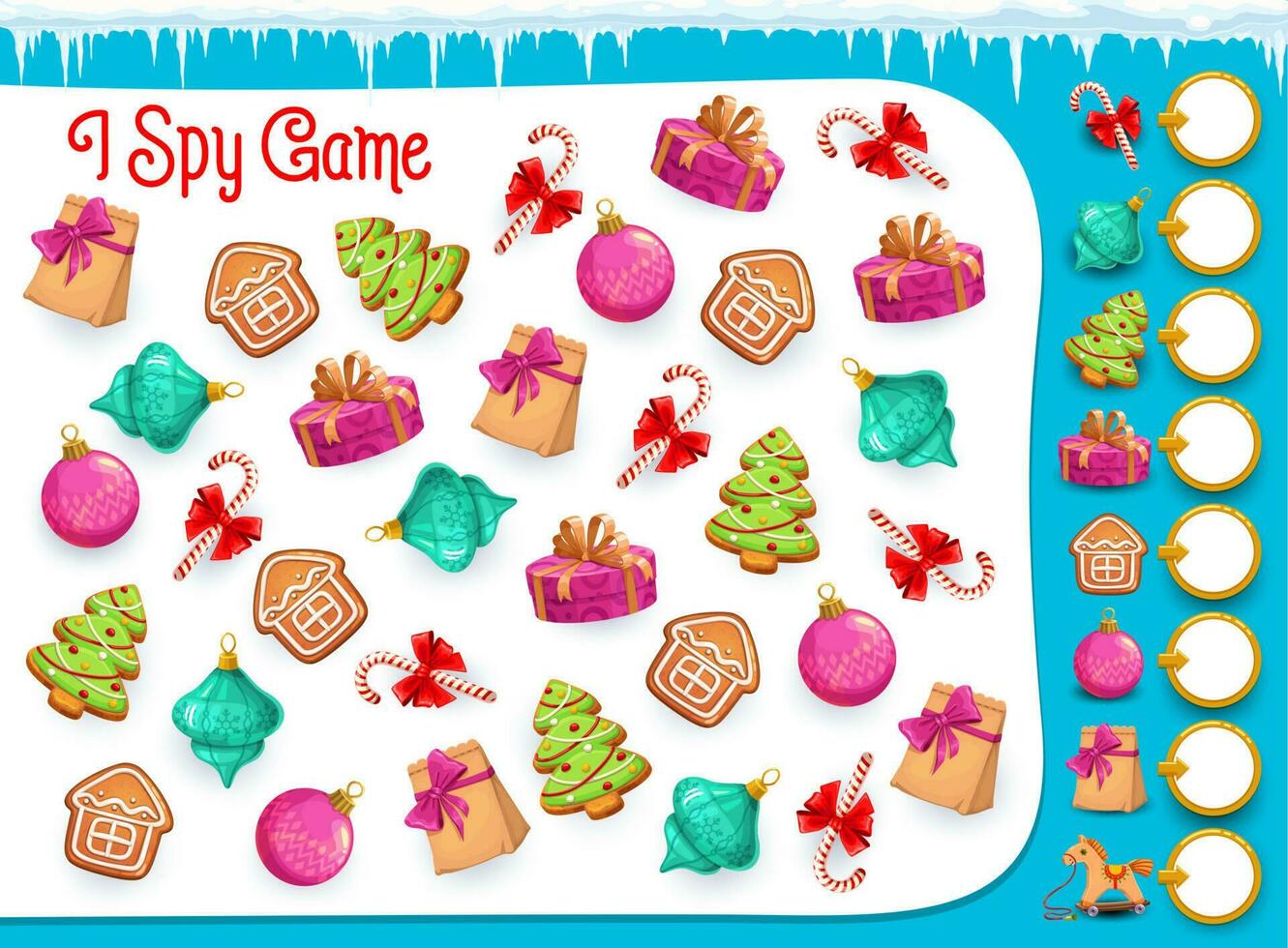 I spy educational game for kids Christmas sweets vector