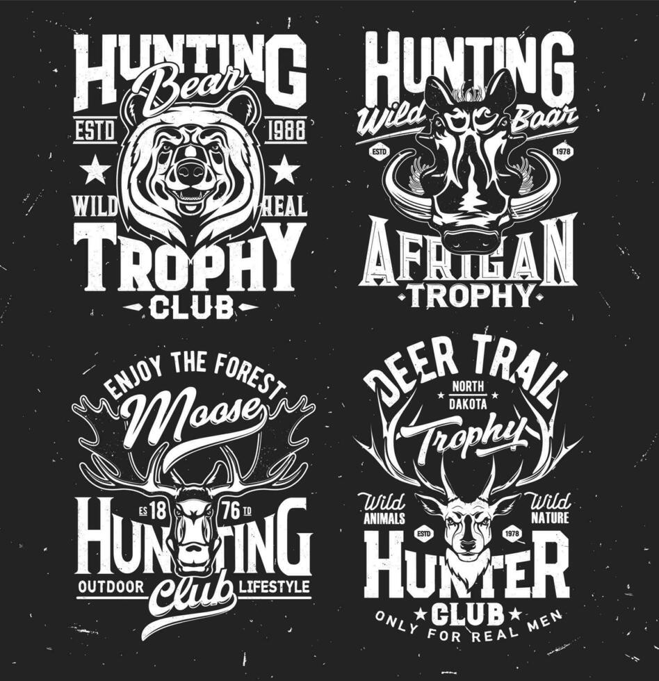 Tshirt prints with wild animals for apparel design vector
