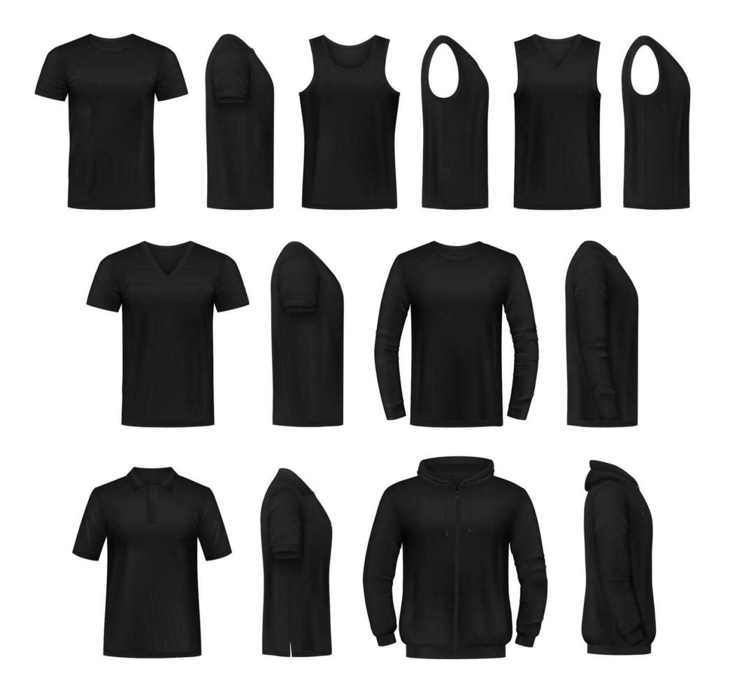 Mens casual clothing realistic vector mockups