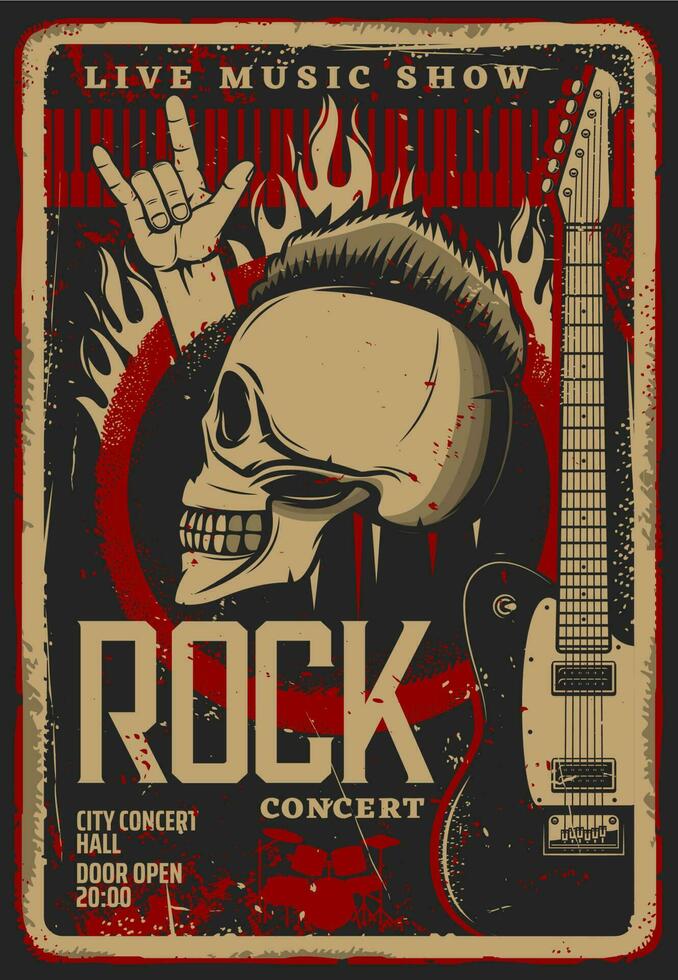 Rock music live convert flyer or poster template vector