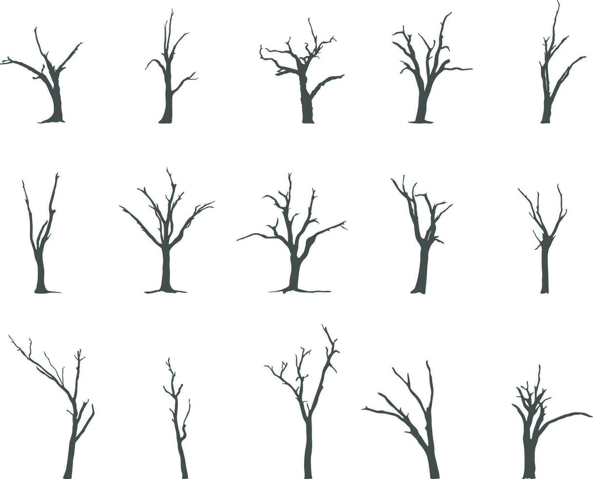 Bare tree silhouettes, Tree silhouette, Dead tree silhouette, Tree vector illustration