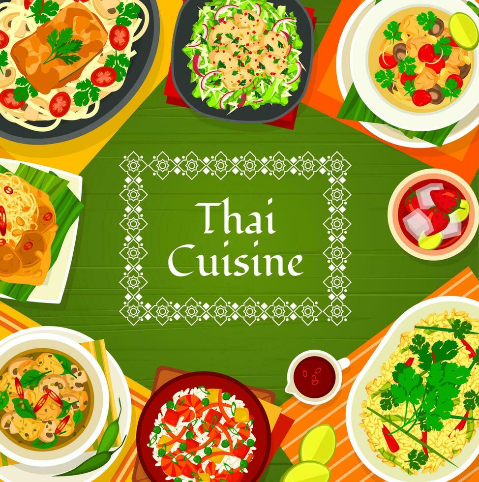 Thailand cuisine poster, Thai food menu cover vector