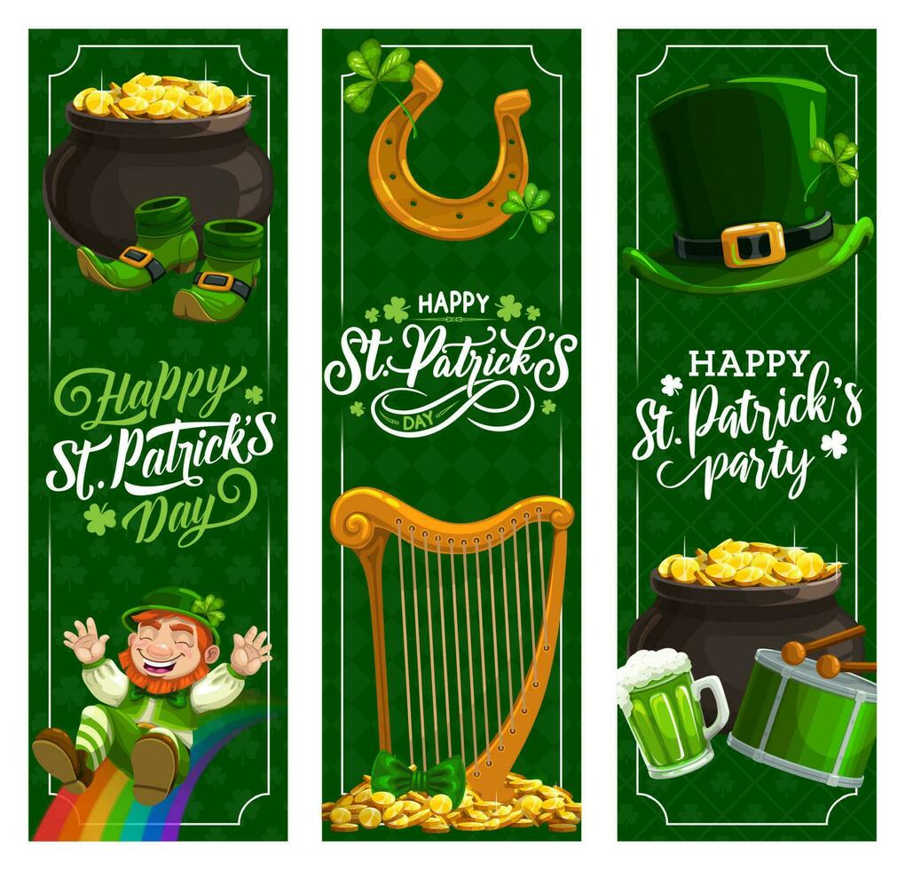 S t. patricks día pancartas o irlandesa religión fiesta vector