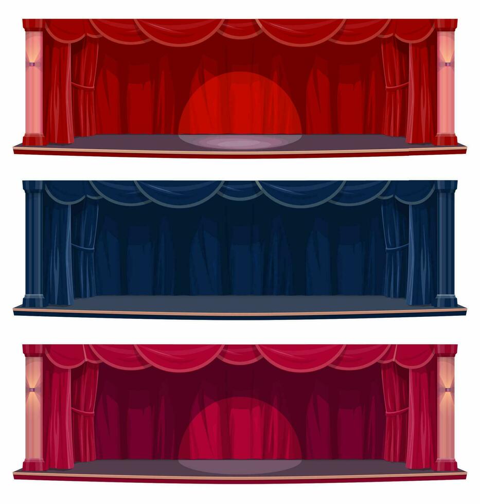 teatro o concierto salón etapa con cortinas vector