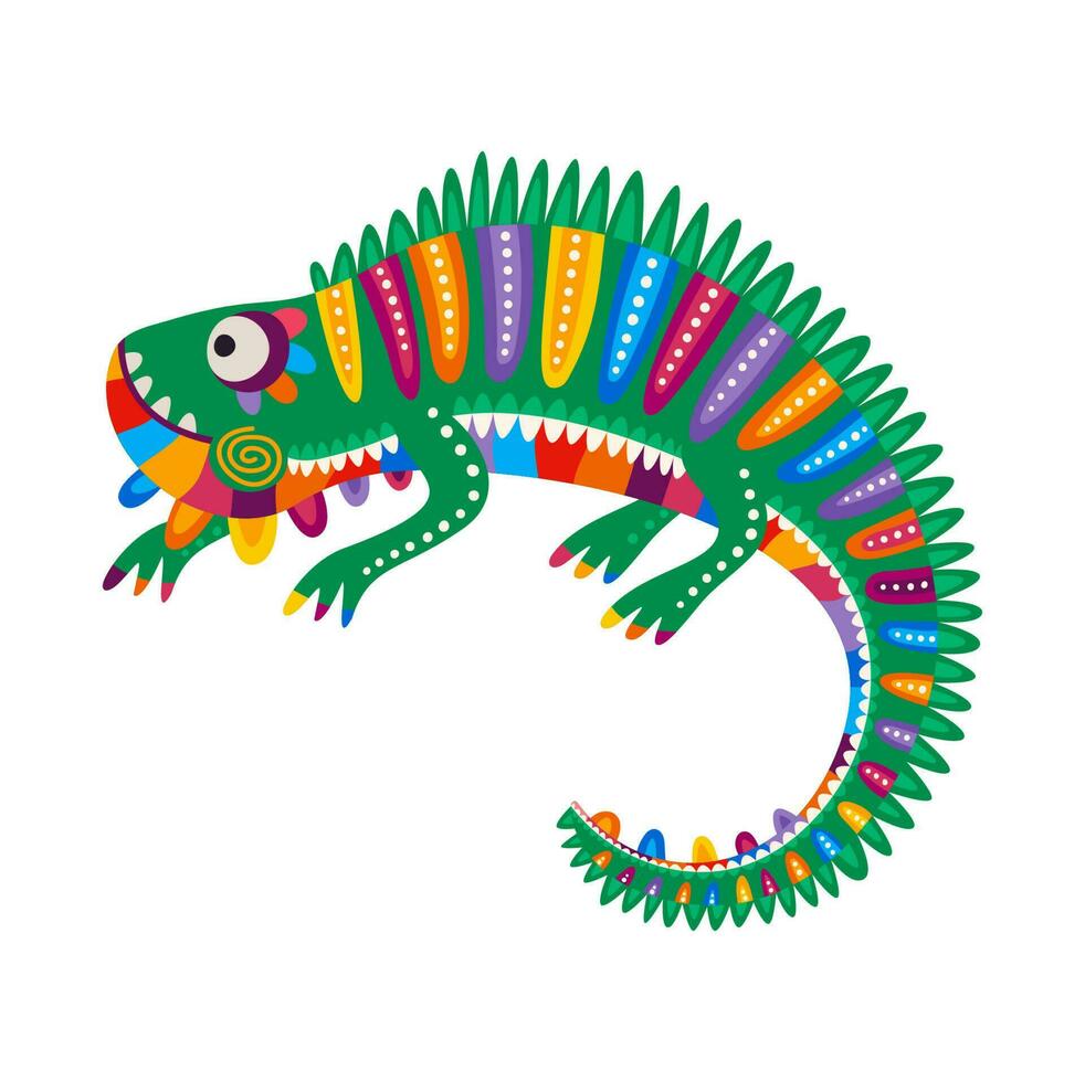 salvaje lagartija dibujos animados mexicano camaleón reptil, mascota vector