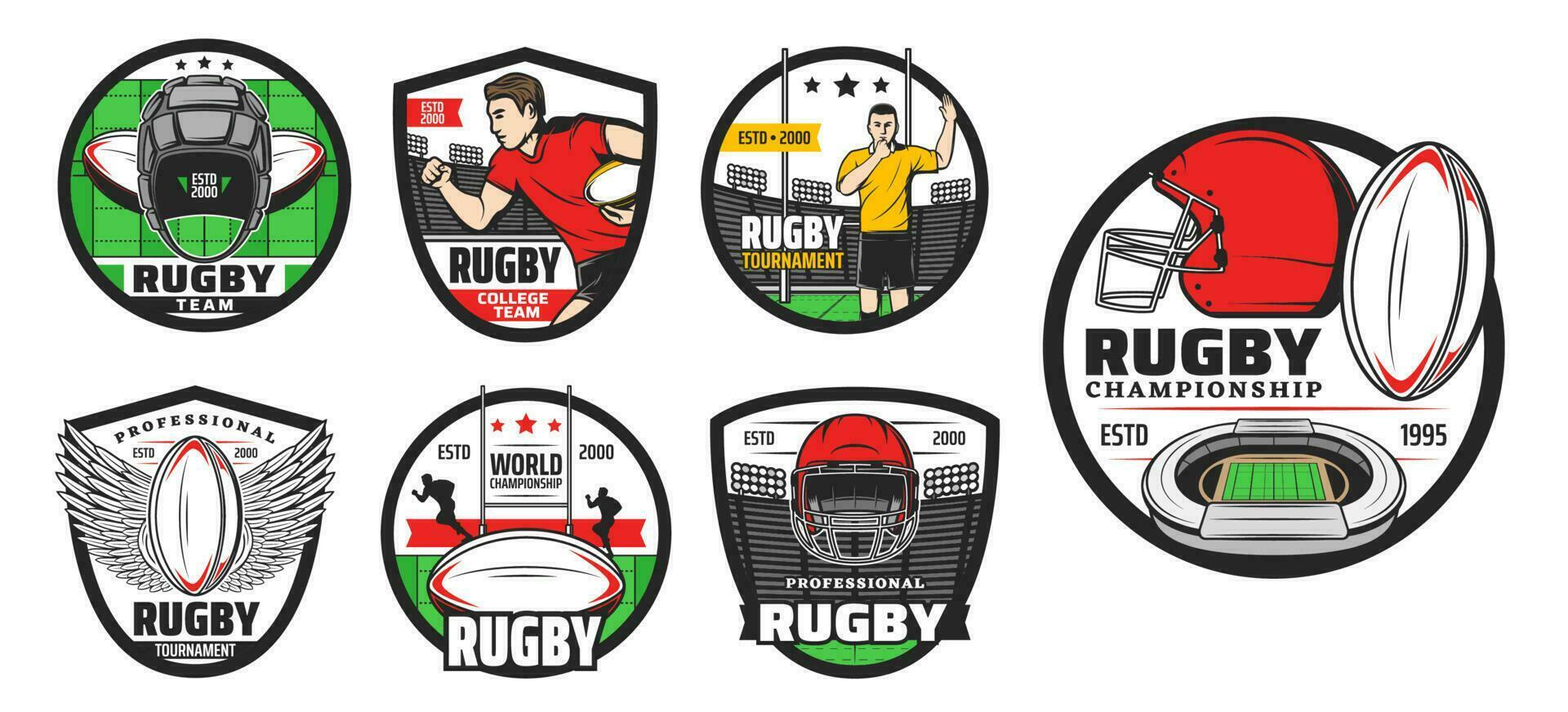 rugby deporte vector iconos americano fútbol americano señales