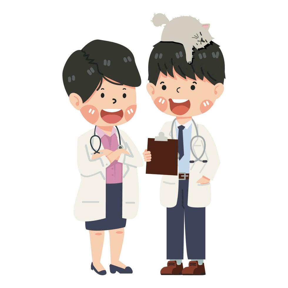 Male and female doctor cartoon vector