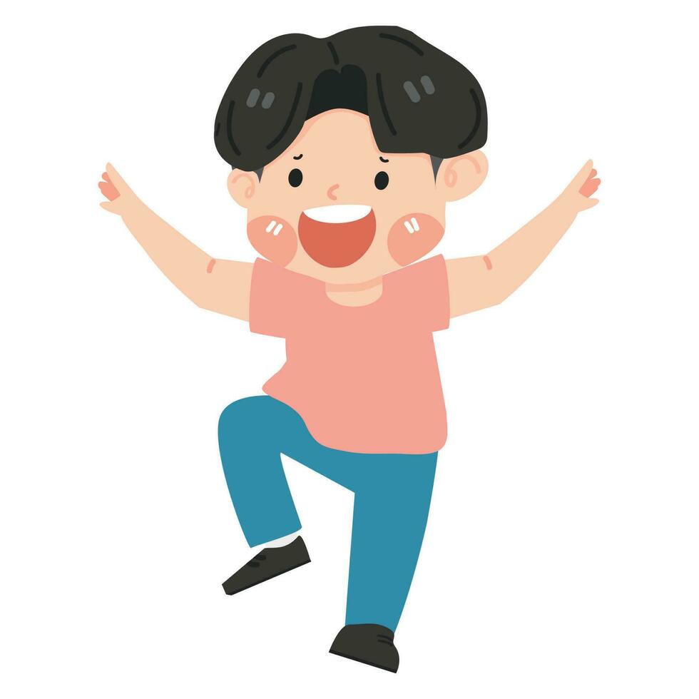 Cute boy  jumping high in air cartoon vector