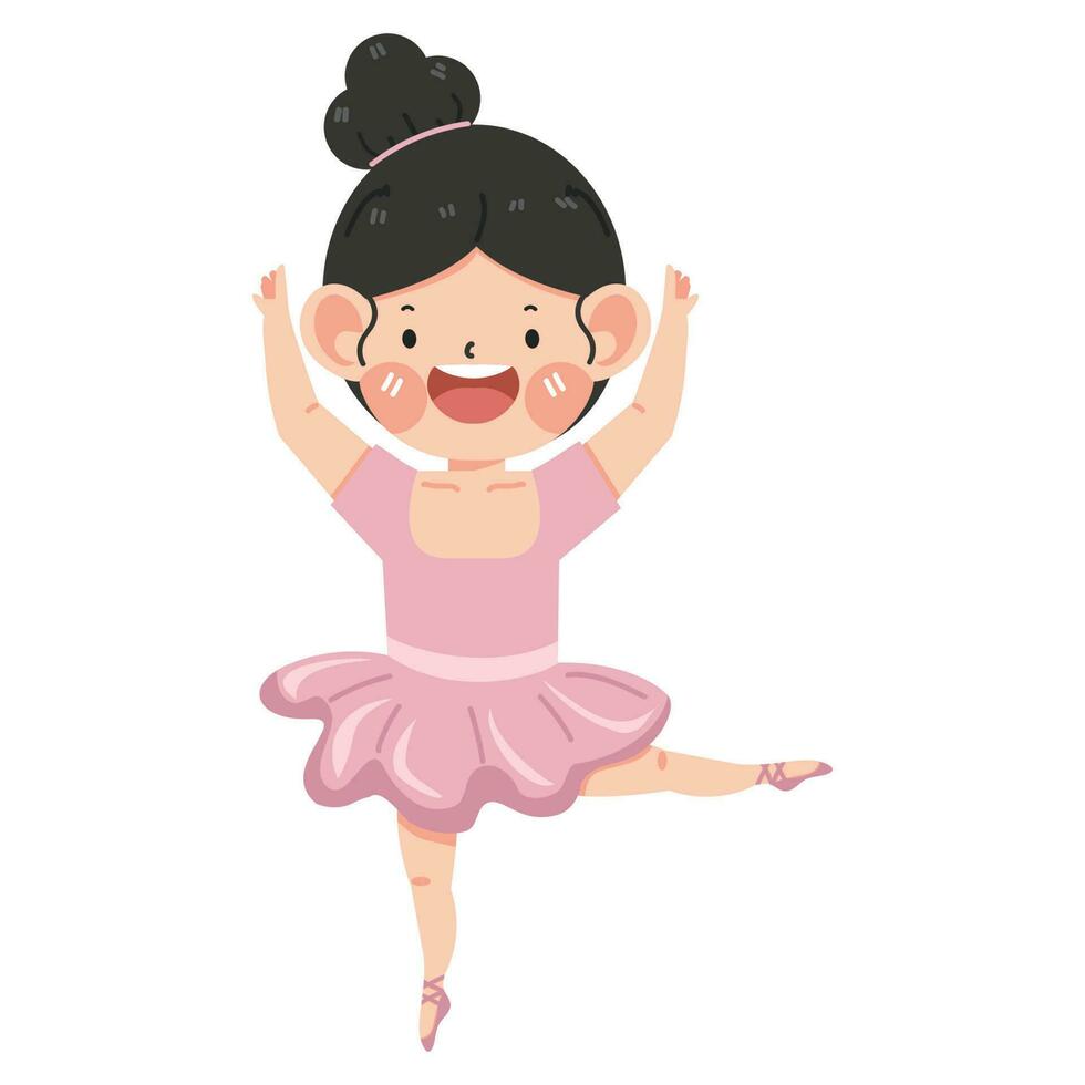 Cute ballerina girl dancing  in pink dress vector