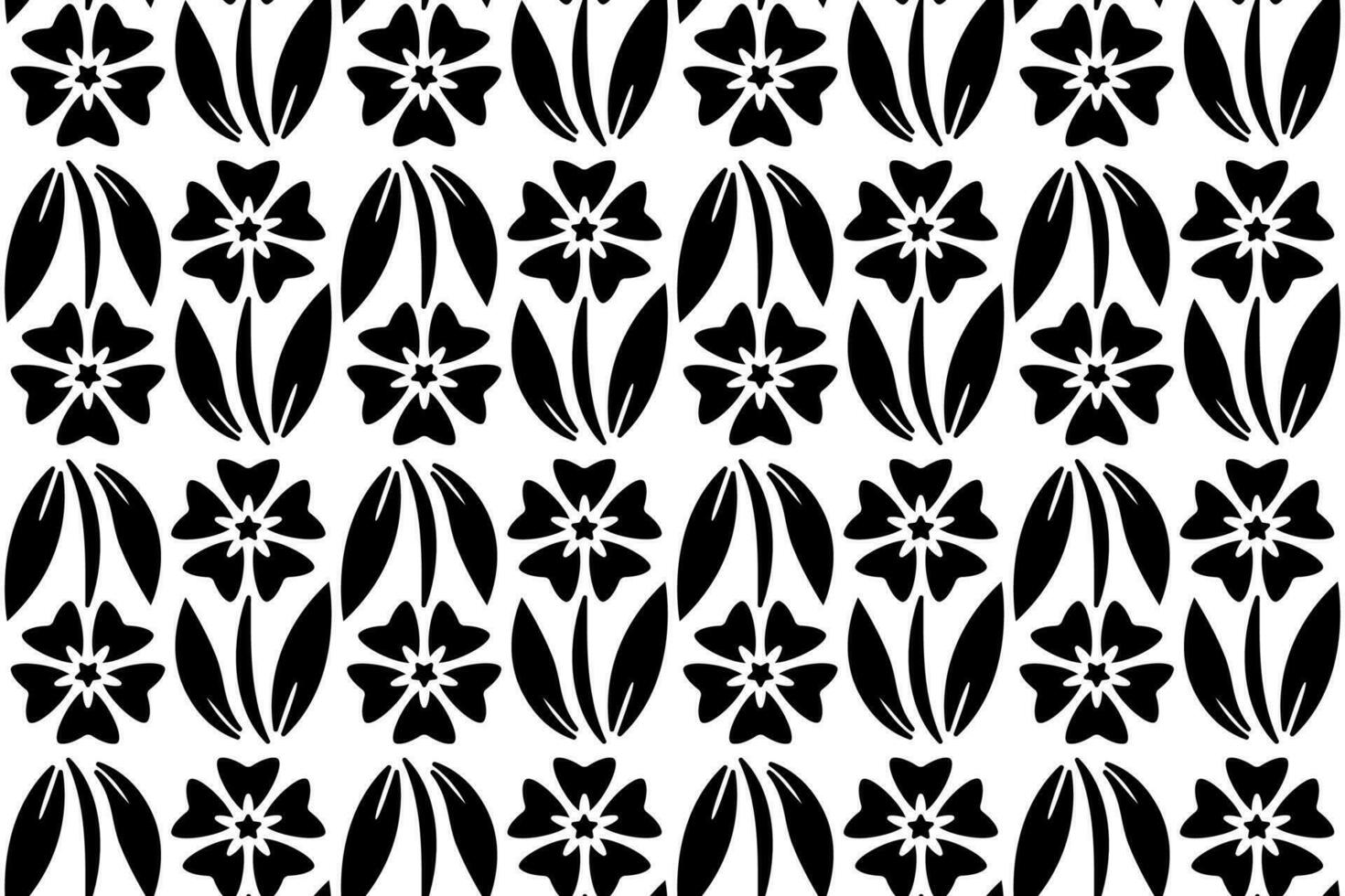 Abstract floral seamless pattern. Black and white stylized, decorative design. Endless repeating monochrome pattern with flat floral design elements. vector