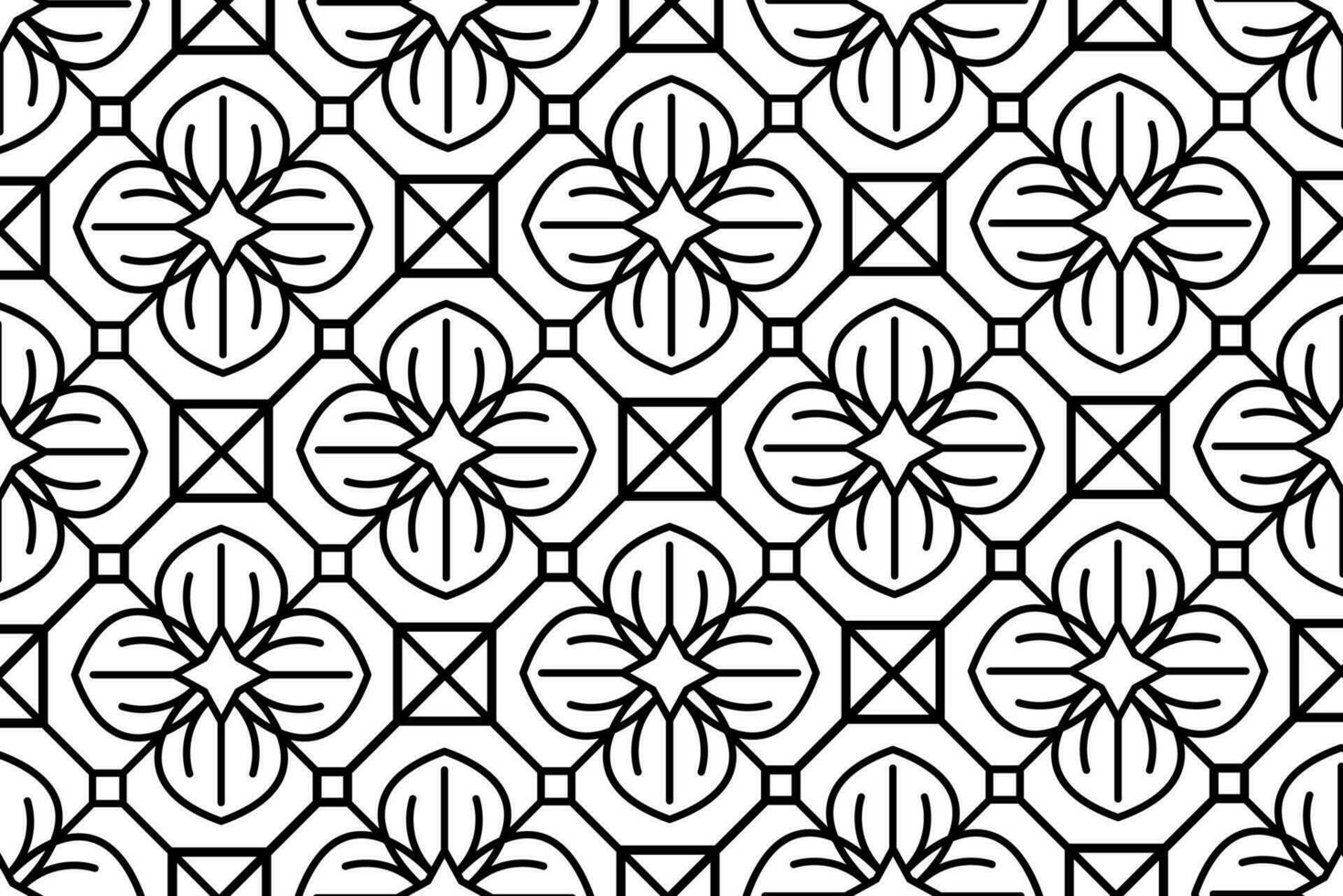 Abstract floral, lace, trim seamless pattern. Repeating pattern with floral elements and ornaments. Line art design, mandala pattern. vector