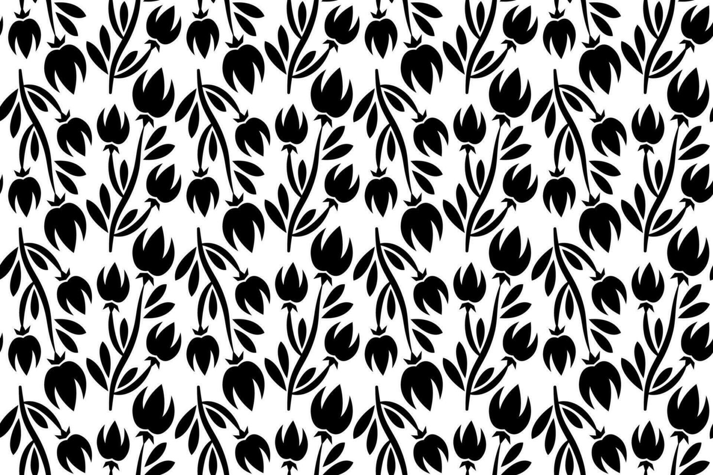 Abstract floral seamless pattern. Black and white stylized, decorative design. Endless repeating monochrome pattern with flat floral design elements. vector