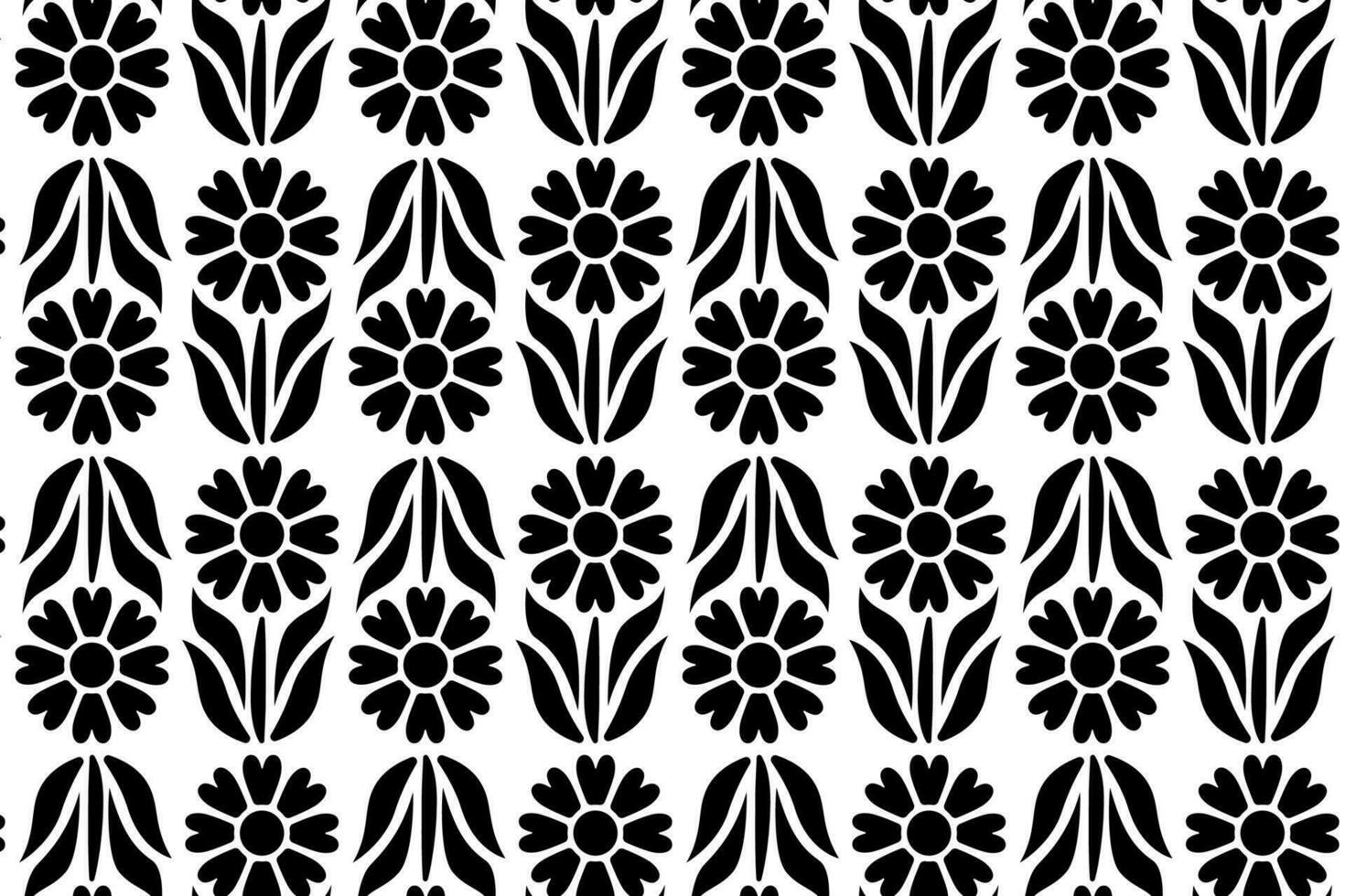 resumen floral sin costura modelo. negro y blanco estilizado, decorativo diseño. interminable repitiendo monocromo modelo con plano floral diseño elementos. vector