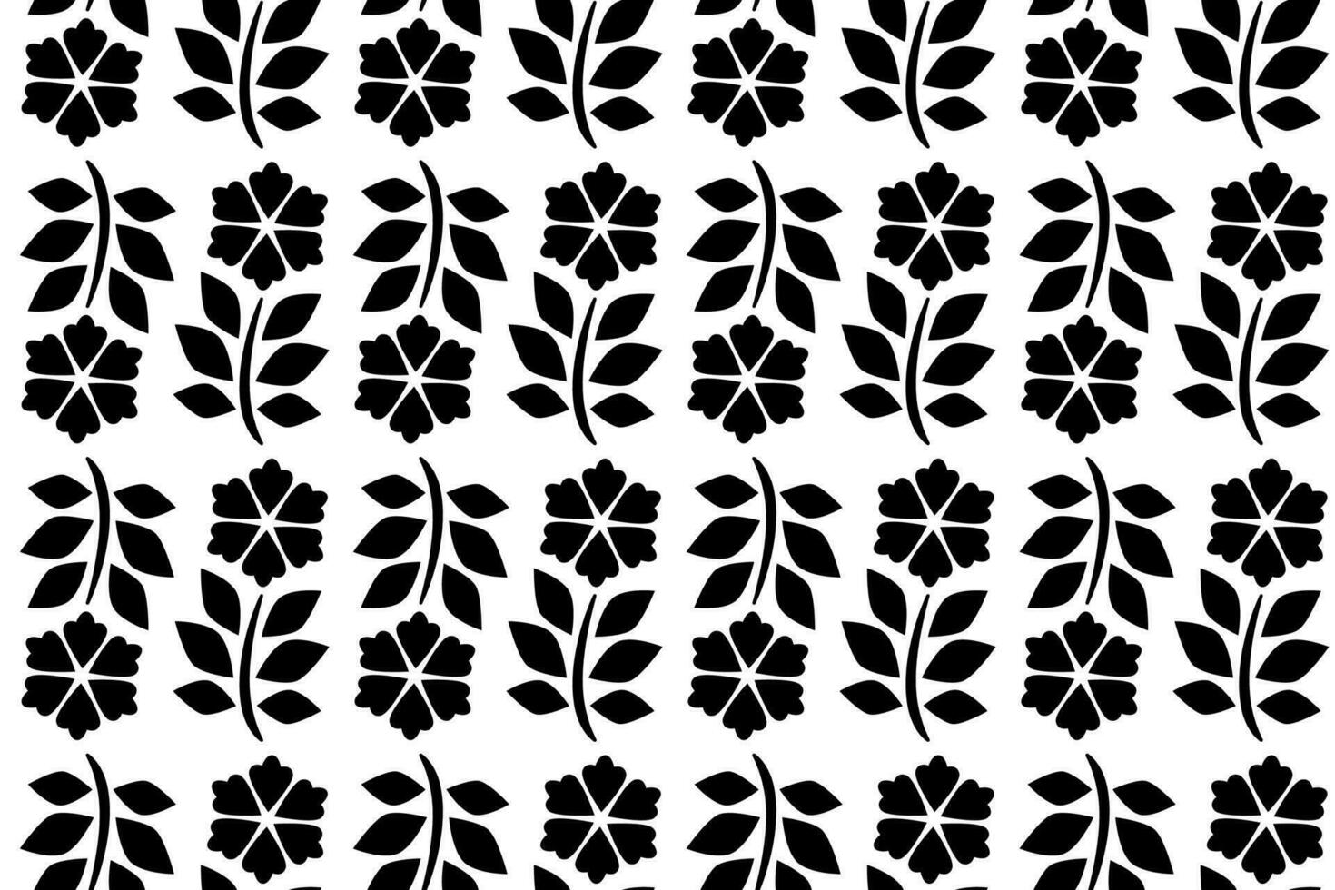 Abstract floral seamless pattern. Black and white stylized, decorative design. Endless repeating monochrome pattern with flat floral design elements. vector