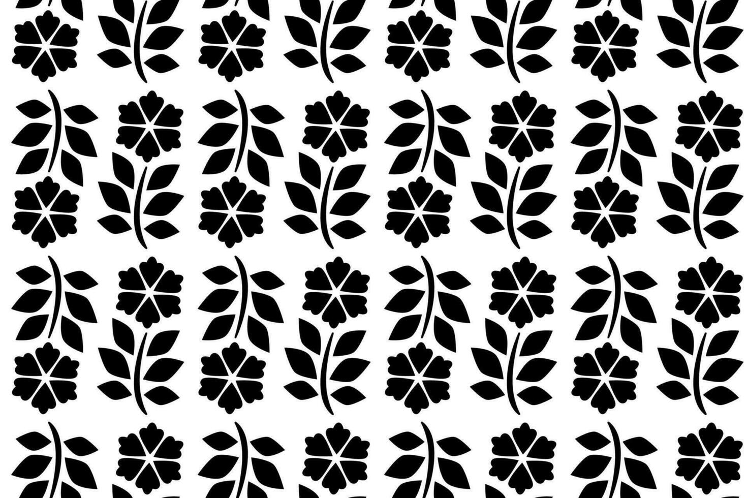 Abstract floral seamless pattern. Black and white stylized, decorative design. Endless repeating monochrome pattern with flat floral design elements. vector