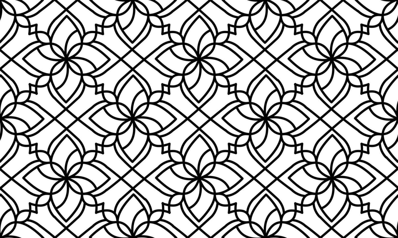 Abstract floral, lace, trim seamless pattern. Repeating pattern with floral elements and ornaments. Line art design, mandala pattern. vector