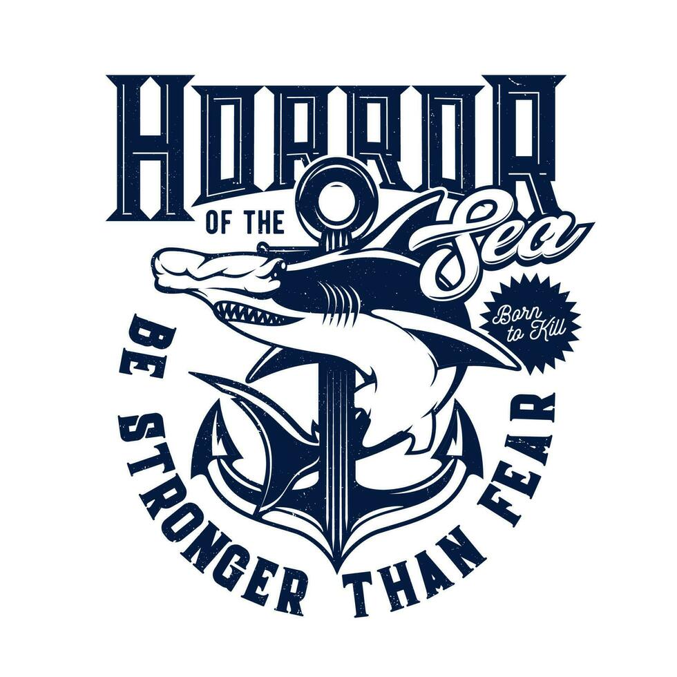 Tshirt print with hammer head shark vector mascot