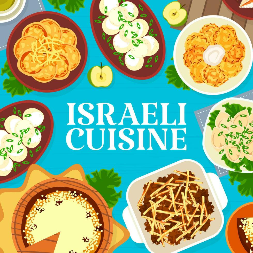 israelí cocina restaurante comidas menú cubrir vector