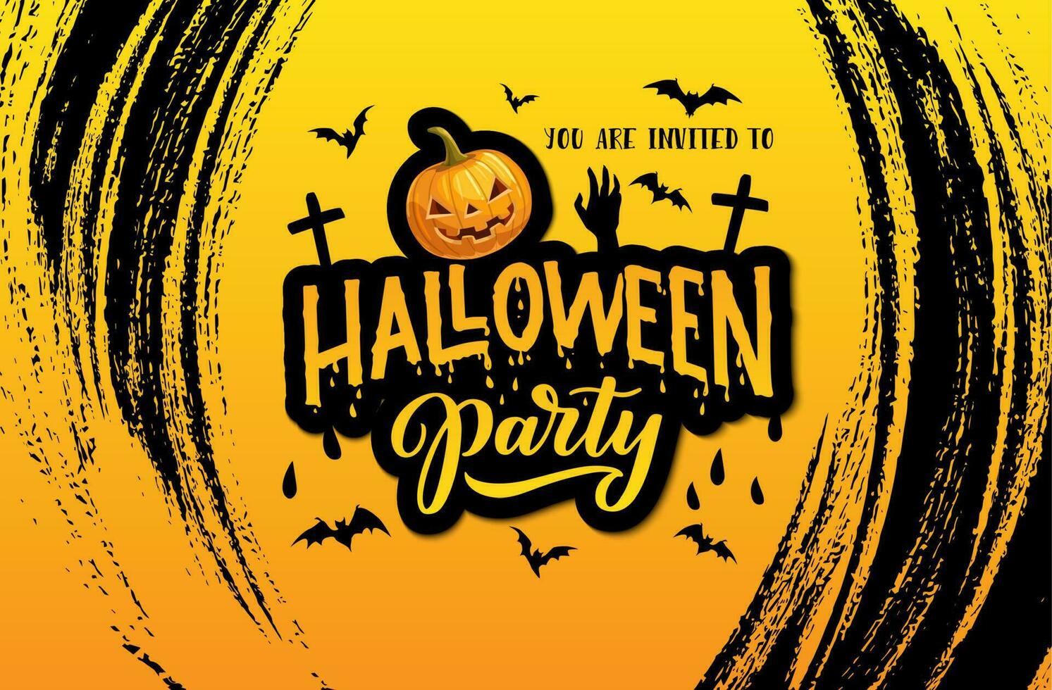 Halloween horror party invitation with pumpkin vector
