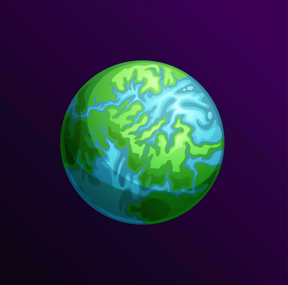 Cartoon planet with continents, seas and oceans vector