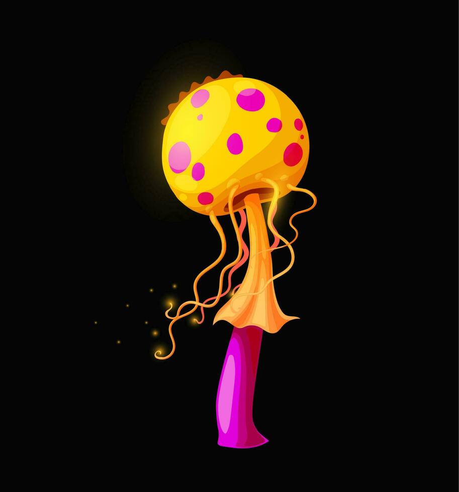 Fantasy fairy magic toxic mushroom, yellow poison vector