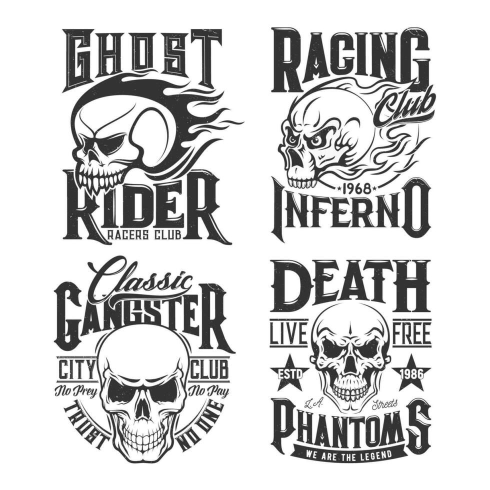 T-shirt prints with devil skull vector