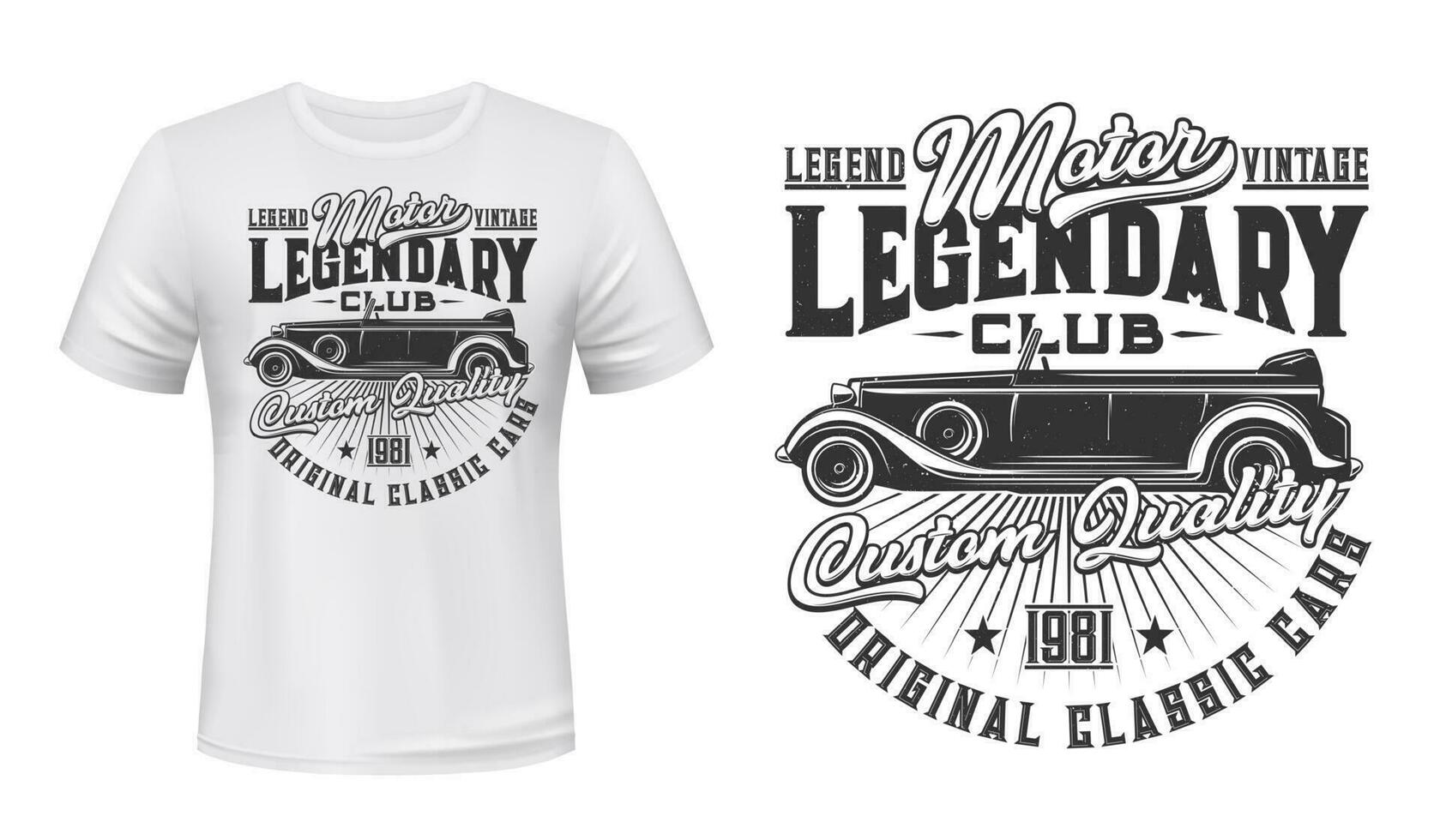 Old vehicle repair service shirt vector mockup