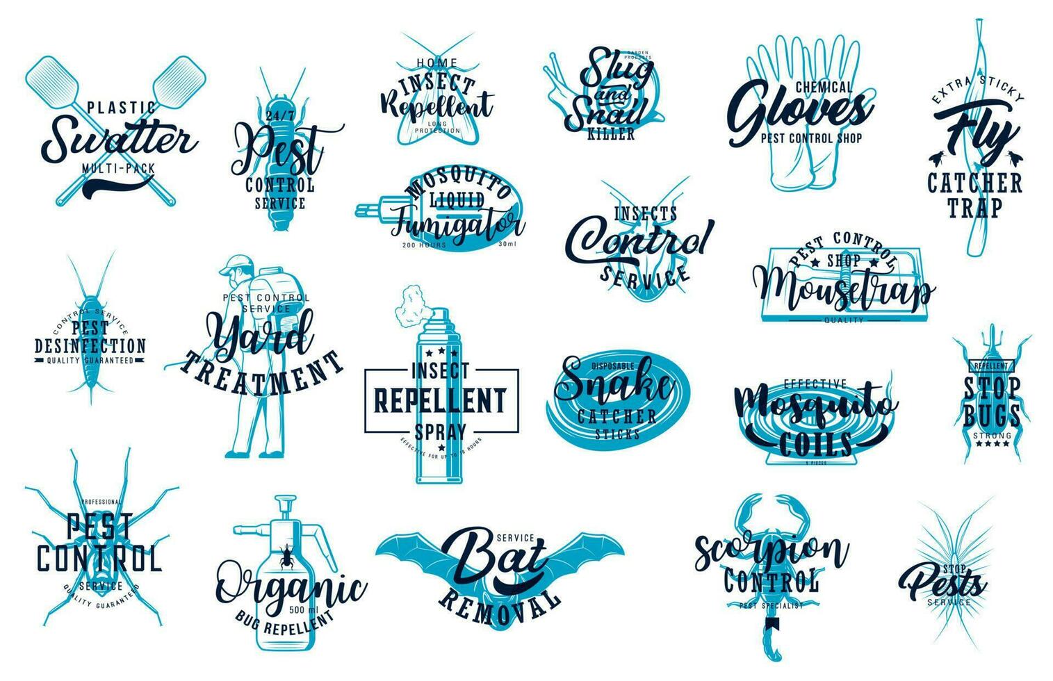 Deratization and home disinfection sketch icon set vector