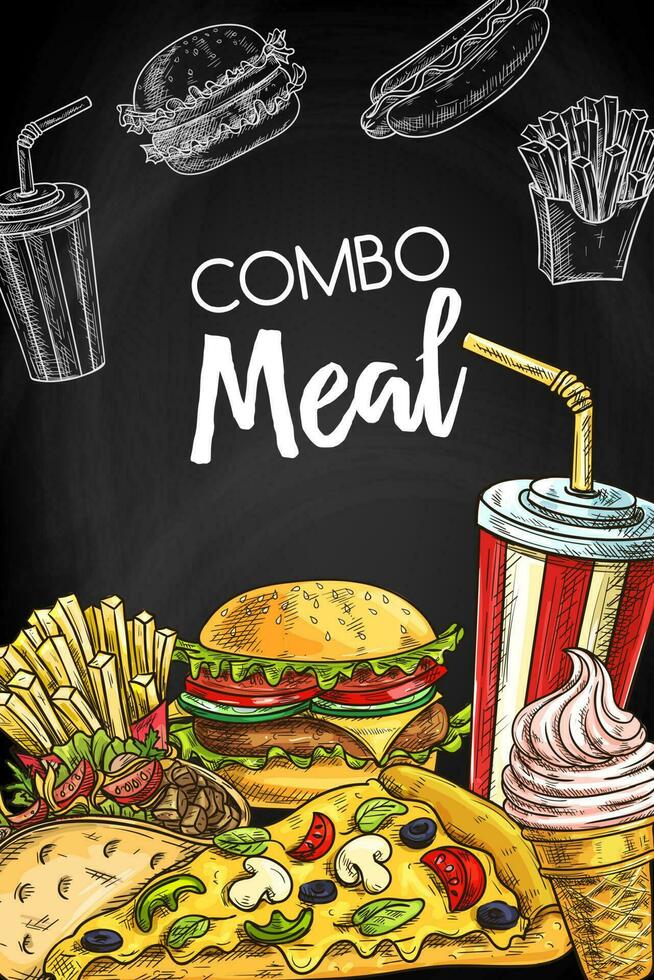 Fast food takeaways menu vector cover template