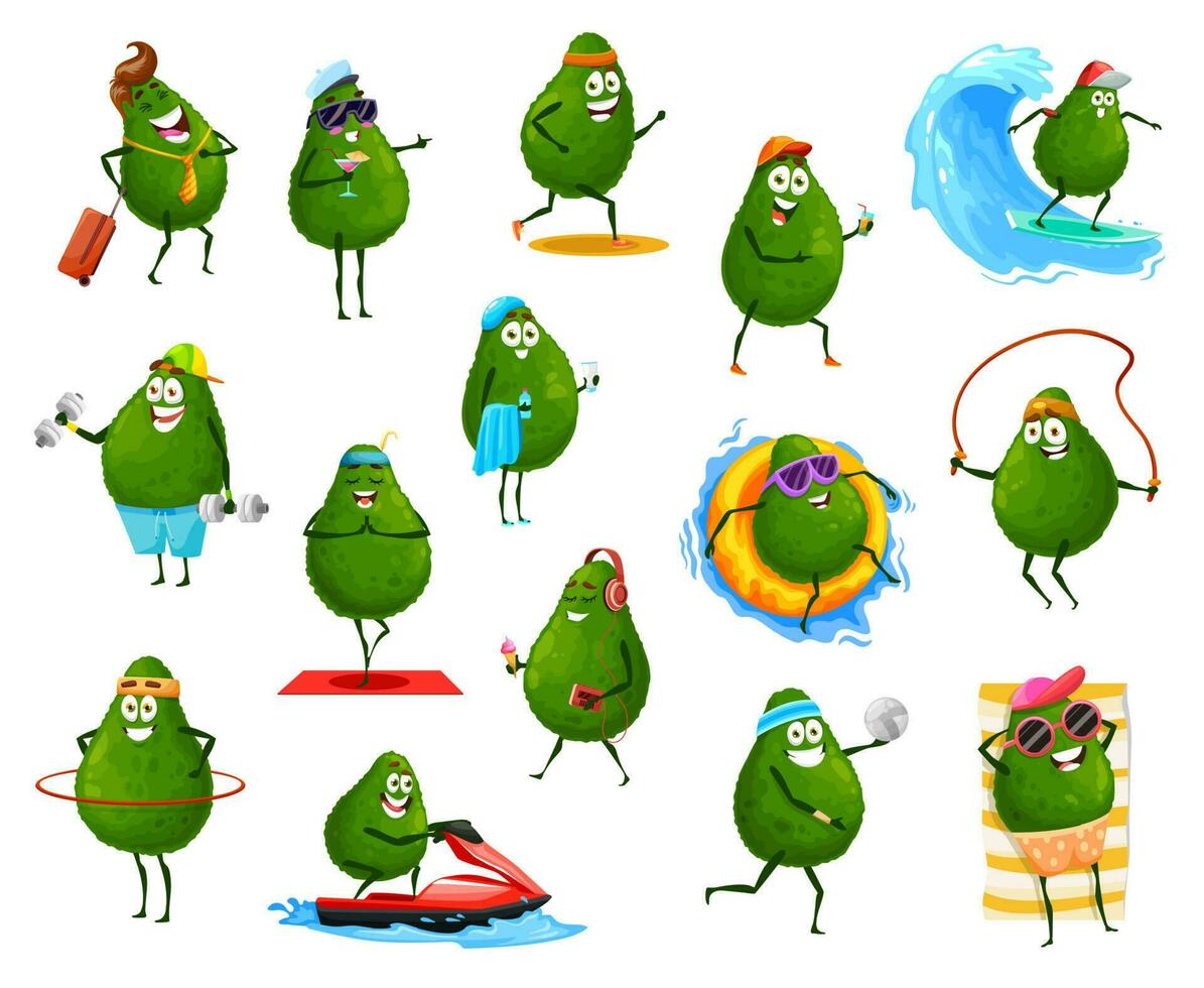 aguacate dibujos animados caracteres, Deportes y recreación vector