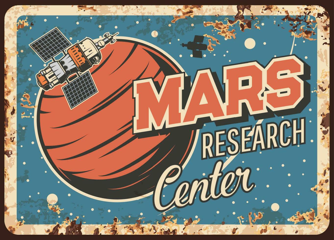 Marte investigación centrar vector oxidado metal plato