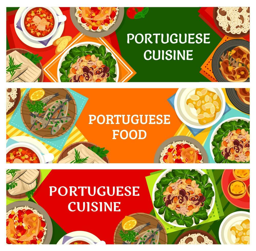 portugués comida restaurante comidas vector pancartas
