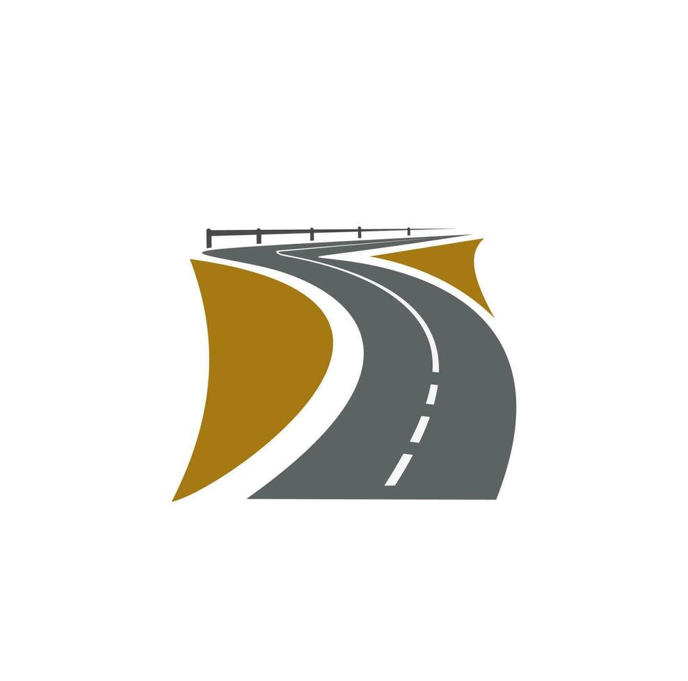 Road pathway, highway icon, path way roadside vector