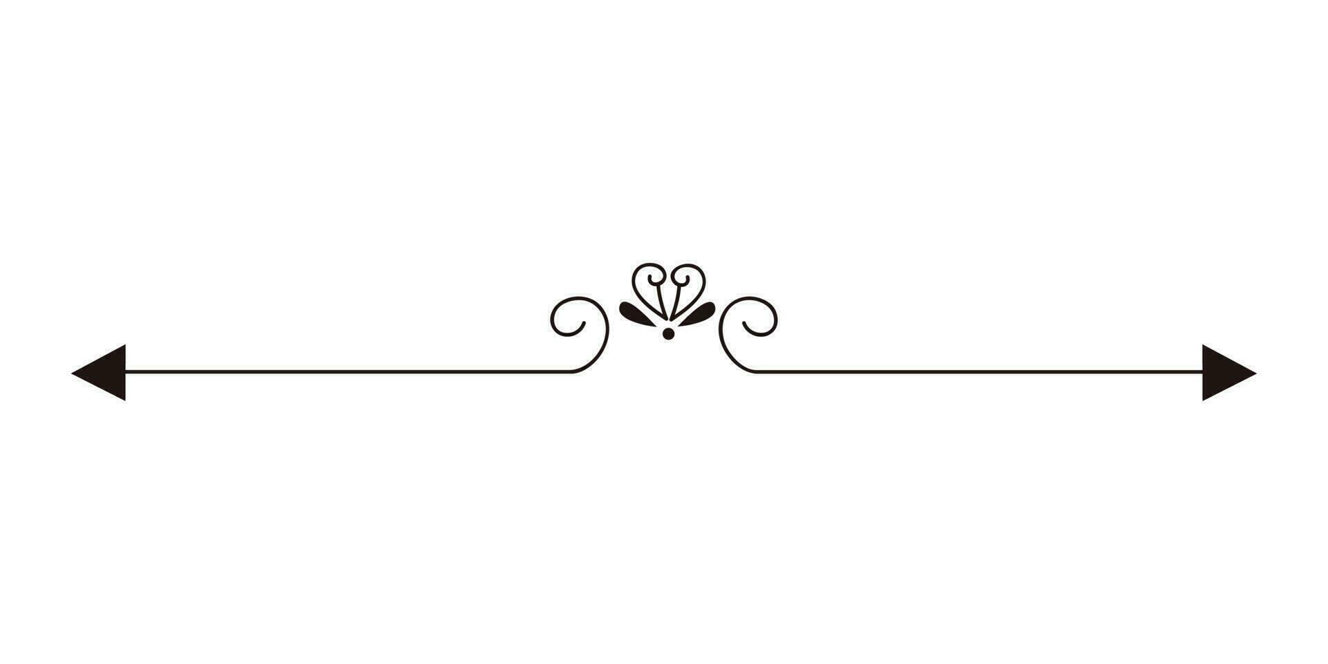 Flourished ornament dividers. Ink flourish and arrow decorations dividers. Vintage divider element. Black thin-line ornate design element collection for wedding invitations, Borders, etc. vector